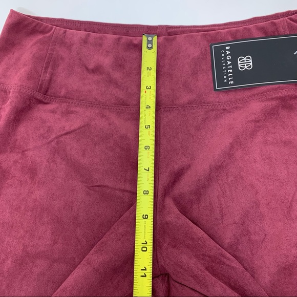 Bagatelle Soft Faux Suede Slimming Pull On Ankle Crop Legging Pants Maroon Wine - Picture 13 of 15